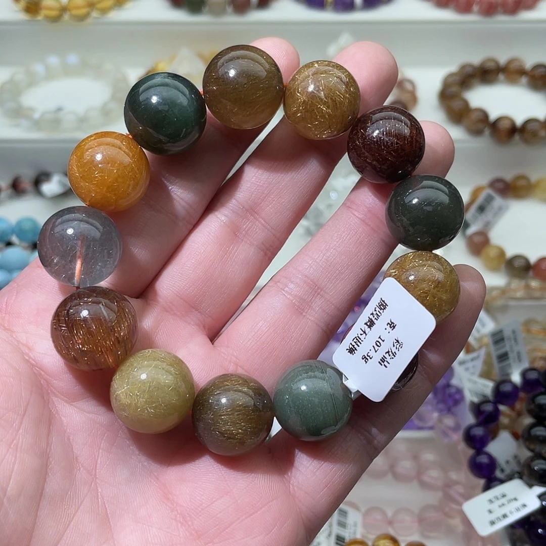 未镶嵌手链水晶彩髮晶18mm