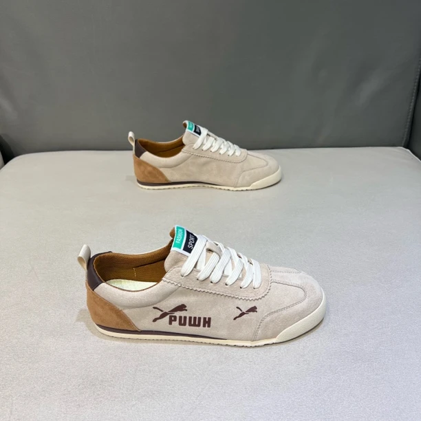 潮男秋冬款磨砂皮休闲板鞋运动百搭低帮软底运动男鞋