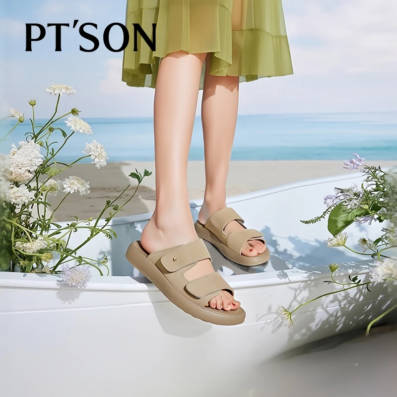 【百田森PT SON】PJS25536凉拖鞋女外穿一脚蹬勃肯拖松糕厚底拖鞋