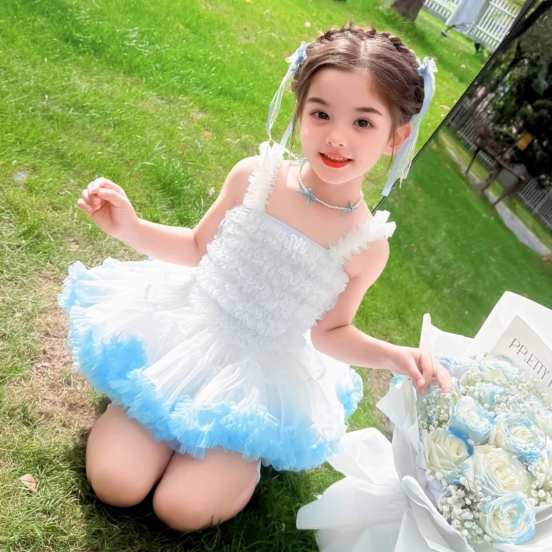 女宝宝tutu蛋糕裙中小童可爱吊带洋装小女孩生日周岁礼服蓬蓬裙