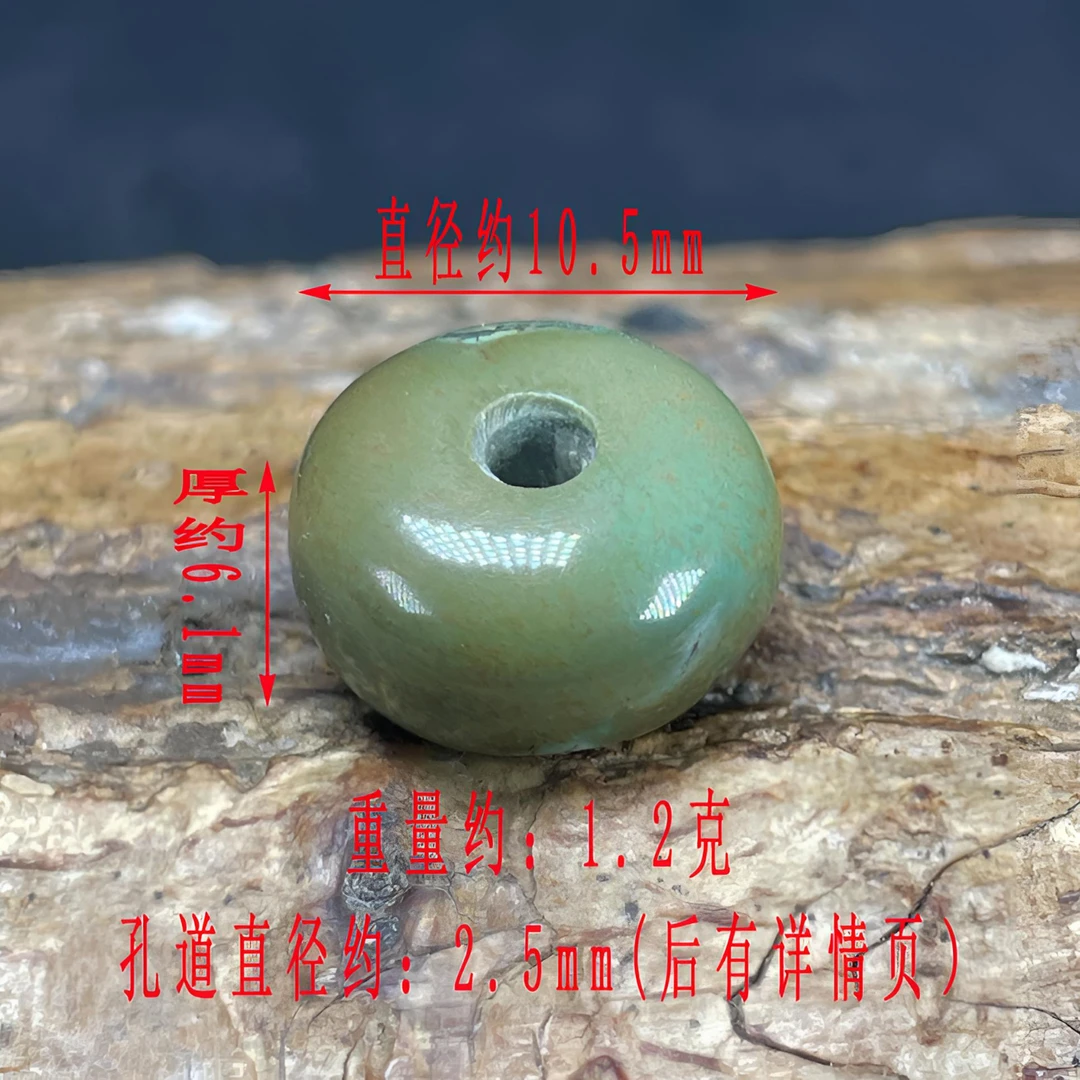 保真正品天然原矿高瓷高色老军绿绿松石单珠鼓珠隔珠配珠墩子药片