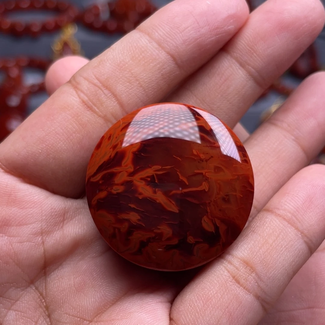 南红玛瑙未镶嵌珠宝奇石圆牌吊坠