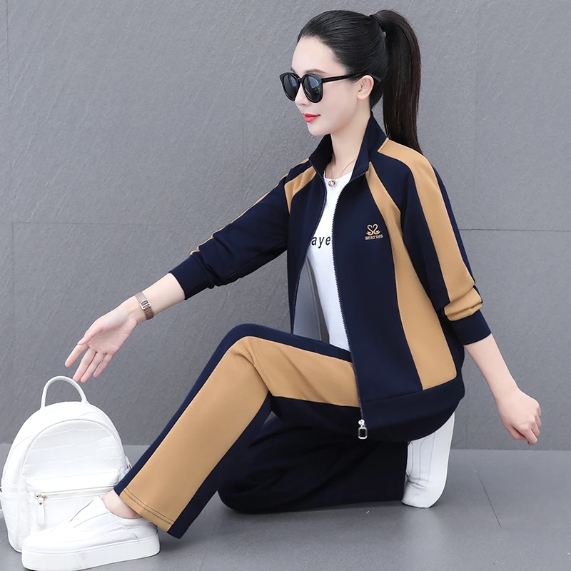 拼色运动服套装女春秋2025新款显瘦高级感时髦洋气减龄卫衣两件套
