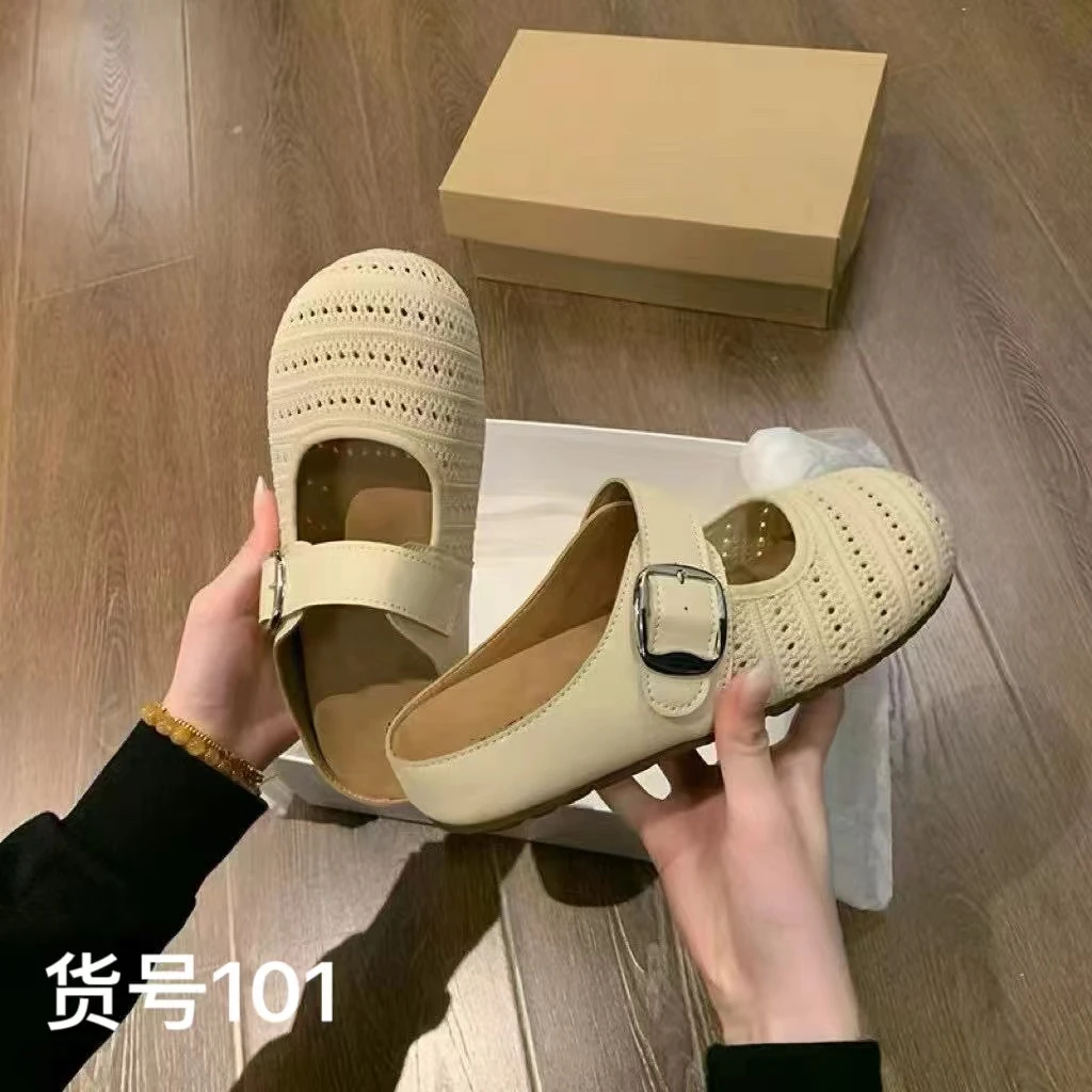 厚底飞织网面博肯鞋包头半拖鞋女夏季外穿2025新款单鞋凉鞋拖101