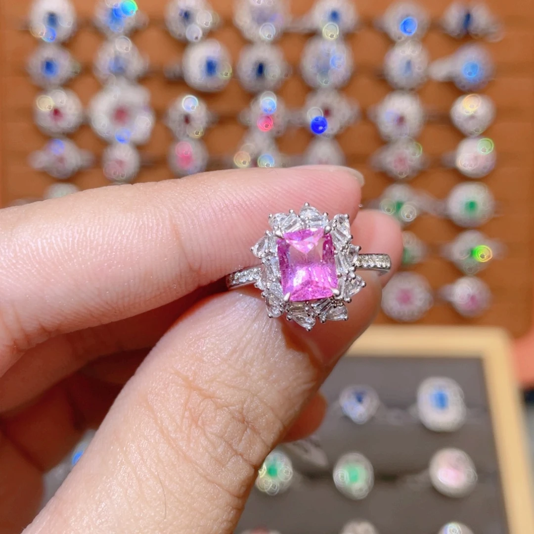 18K金镶嵌戒指彩色蓝宝石2.15ct 无烧帕帕