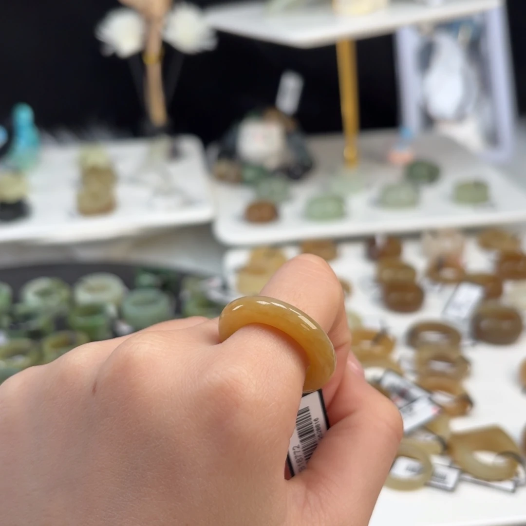 和田玉未镶嵌戒指o75糖圆条17.6