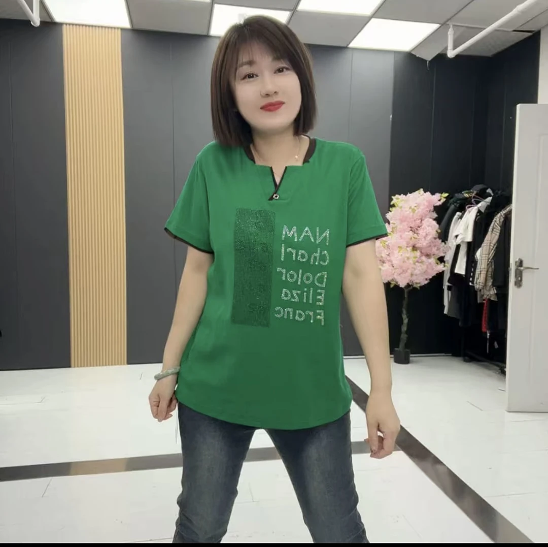 修身显瘦洋气大码半袖衫-yx9558