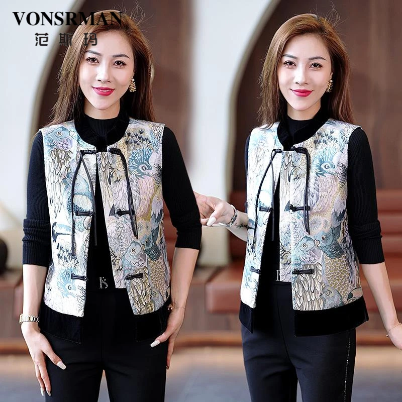 新中式国风马甲女2025春秋季新款背心马夹高级感刺绣坎肩唐装外套