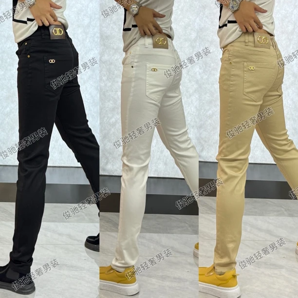 男士英伦风多色牛仔裤bf轻奢大气显瘦休闲小脚牛仔裤