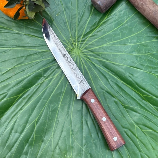 3号木柄云南手工锻打夹钢商用家用分肉水果手工刀
