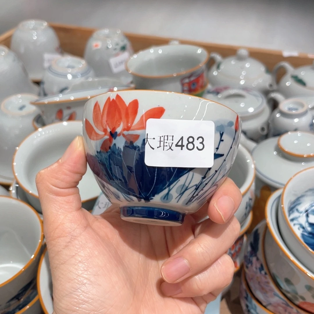 釉下彩纯手绘有瑕