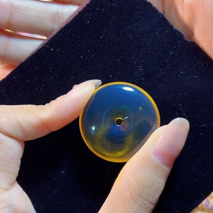 蓝珀未镶嵌珠宝奇石墨西哥蓝珀平安扣