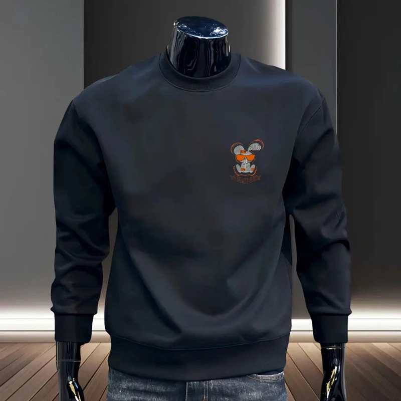 秋季男装卫衣圆领2025新款潮流时尚字母印花百搭长袖内搭休闲上衣