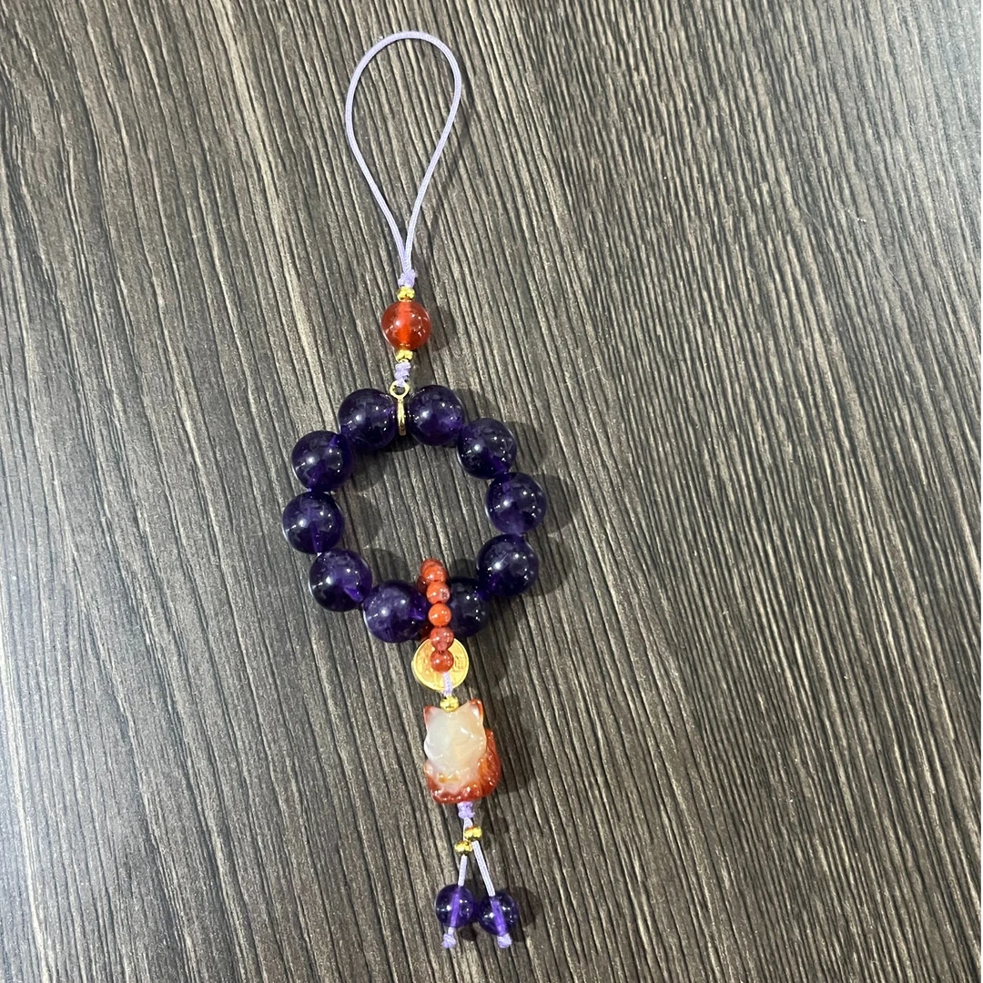 【卓美】紫水晶圆珠凤九DIY挂件/个 W18FL-3107