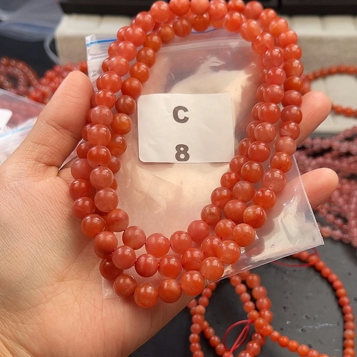 南红玛瑙未镶嵌多样性发货默认微瑕称重8mm