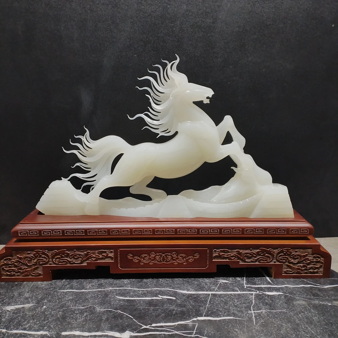 6161马到成功手工雕刻别墅办公室客厅酒柜电视柜乔迁开业送礼摆件