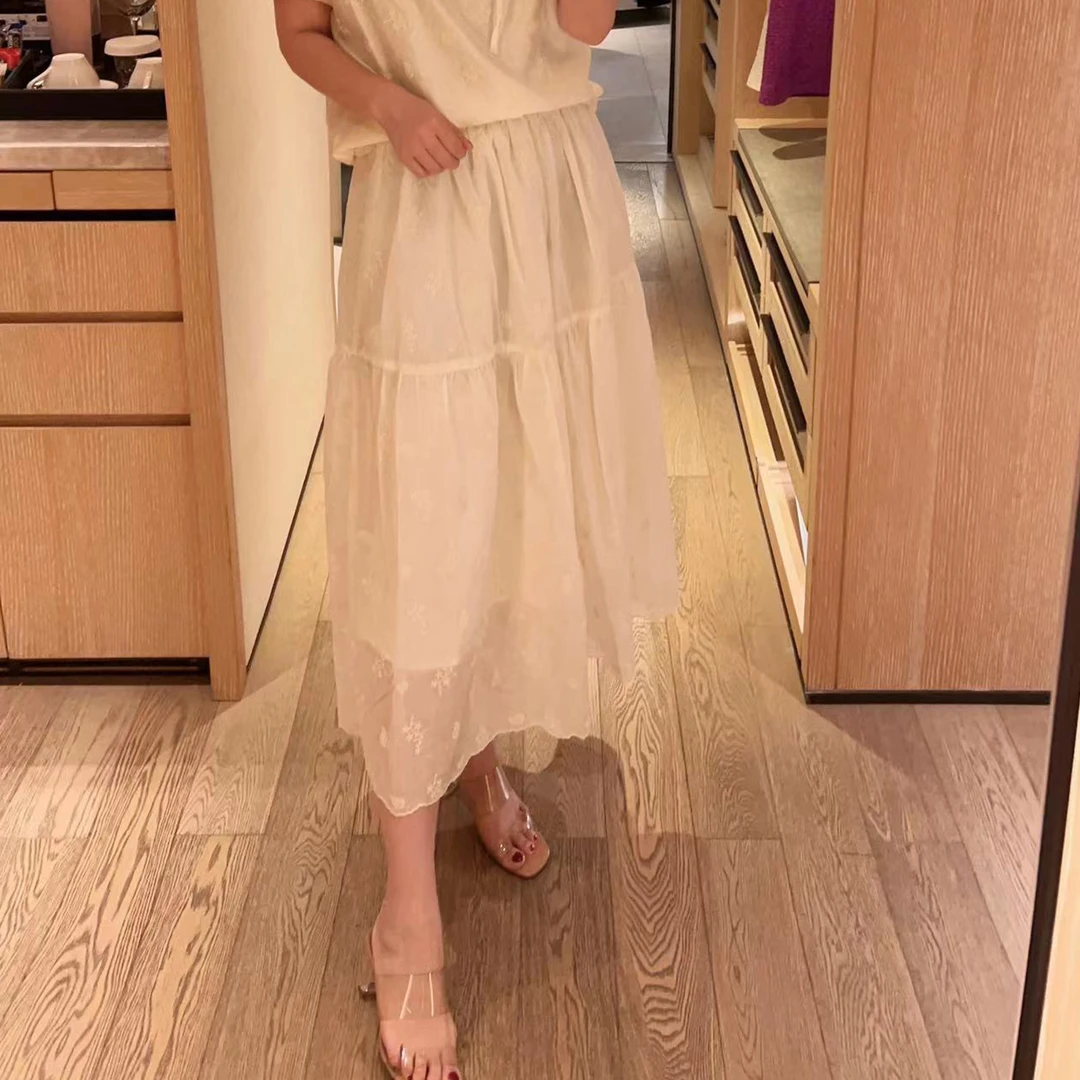 唯伊公馆腰果花刺绣气质半裙0018