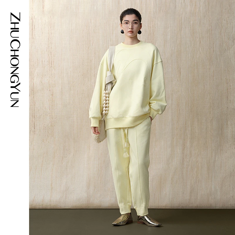 ZHUCHONGYUN冬设计感东方白鹳剪影卫衣C1DE43901