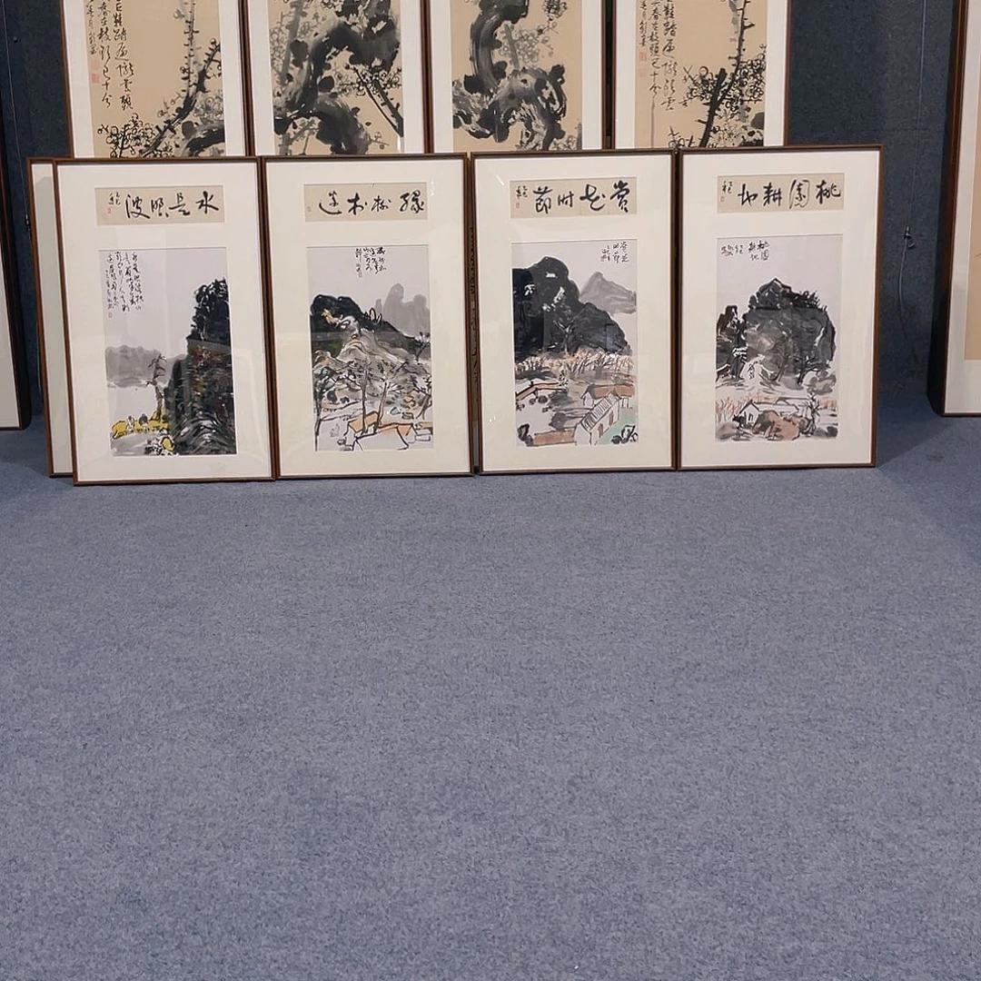 国画手绘作品带框