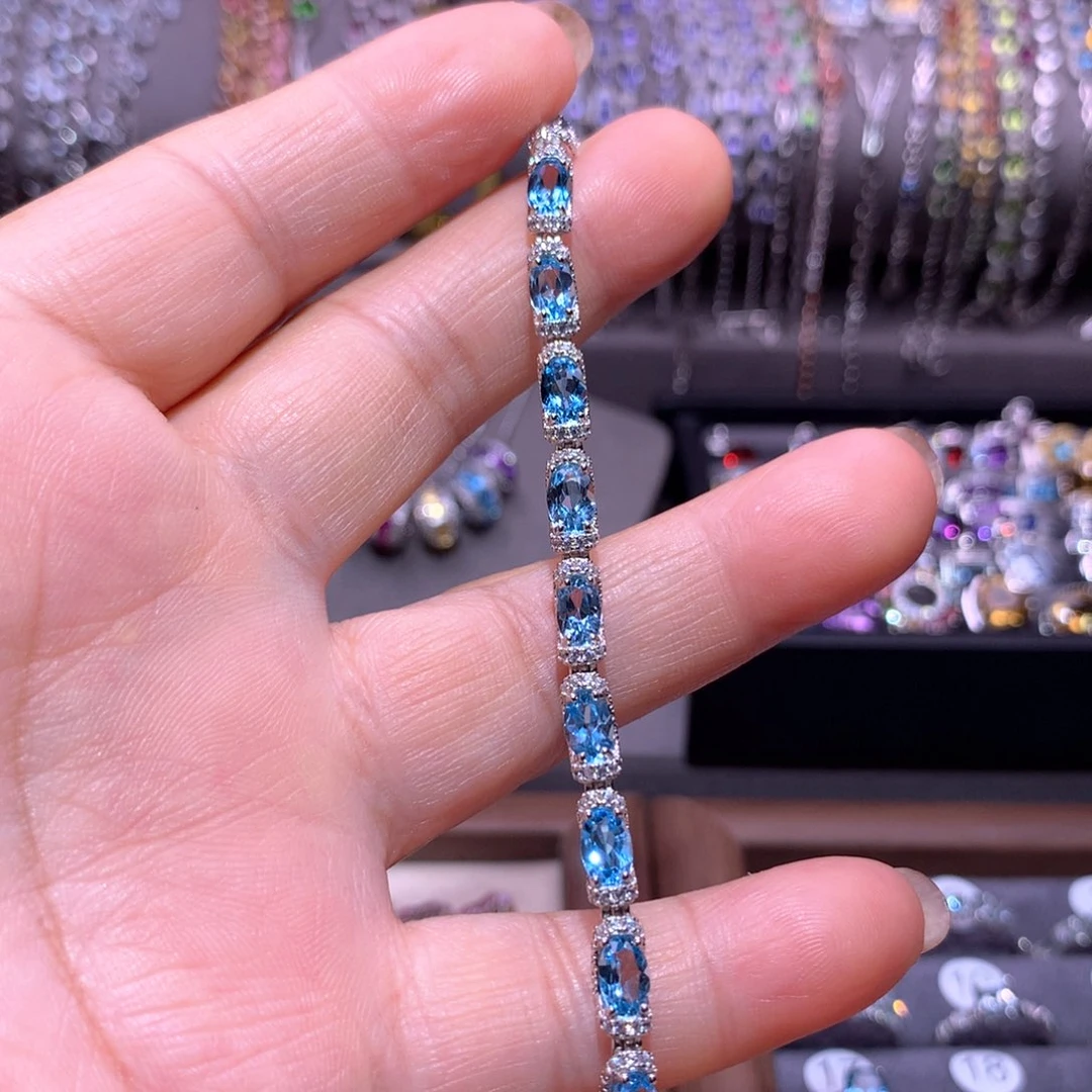 银S925镶嵌手链）托帕石锦*