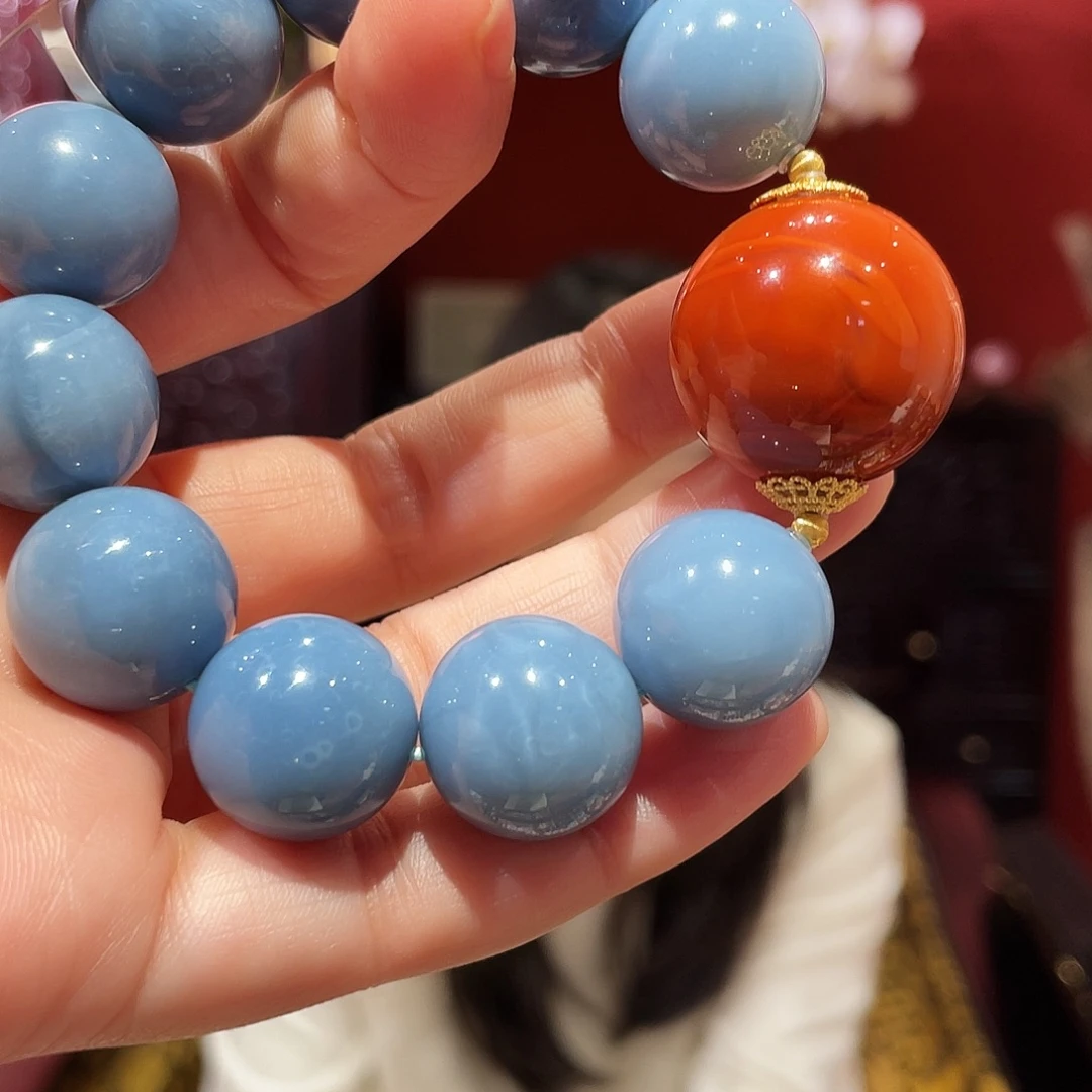 南红玛瑙18K金镶嵌手链