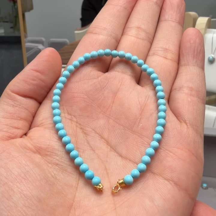 绿松石18K金镶嵌手串