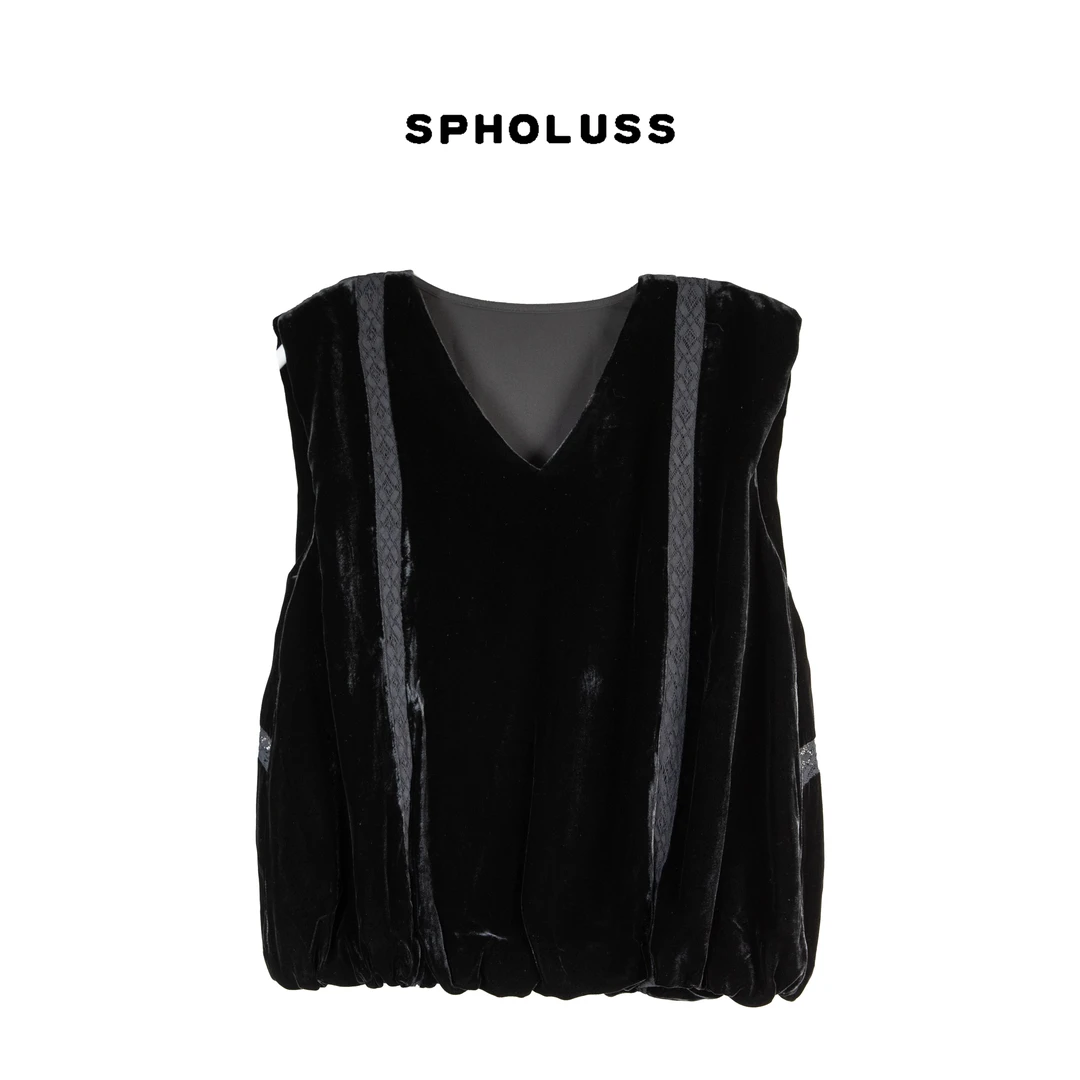 【丝芙玉禄】【K434】重磅100%真丝丝绒背后蕾丝重工真丝丝绒上衣