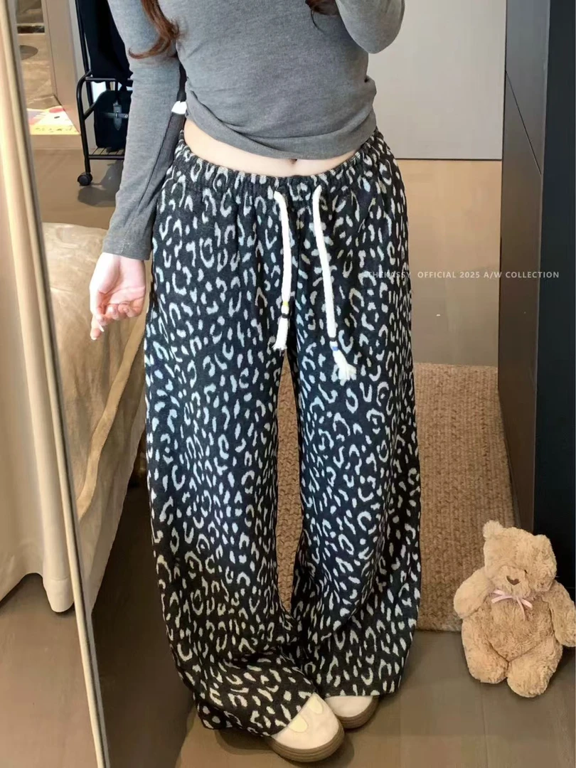 欧美时尚高腰显瘦气质百搭宽松扎染休闲松紧腰长裤