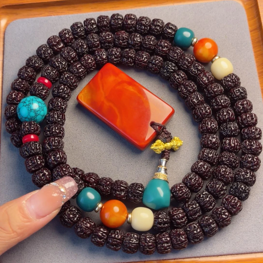 金刚菩提吊坠T*M藏式直切一代龙黑金