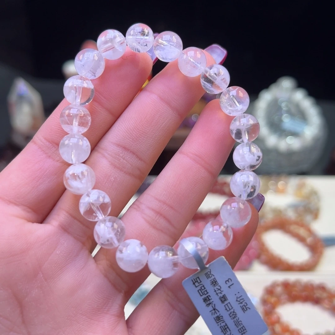 水晶手串未镶嵌C****m祖宗级白雪花幽灵9.2mm