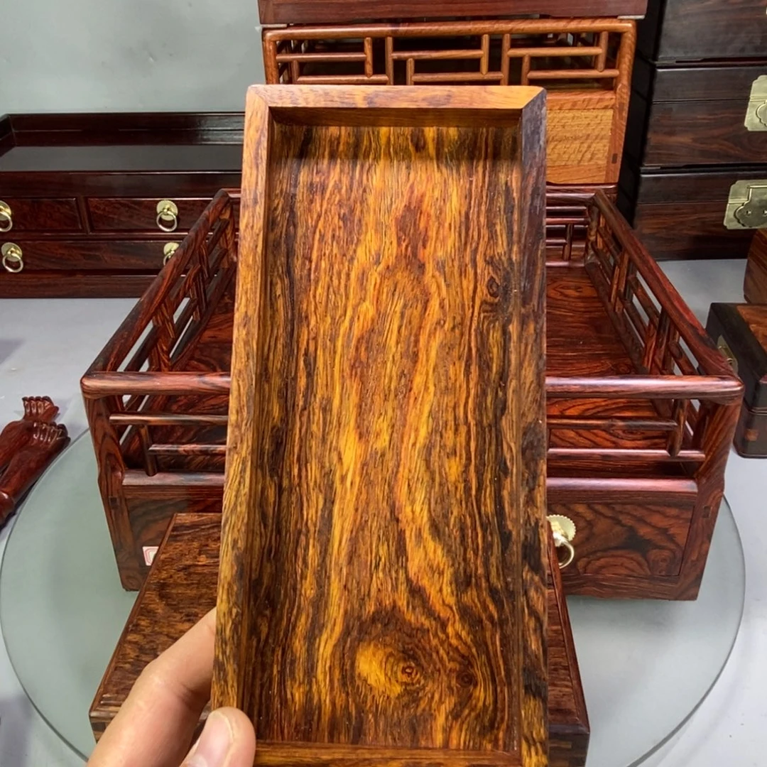 无***雨黄花梨/降香黄檀纹盘