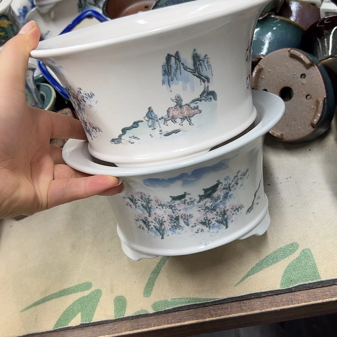 紫砂花盆631号瑕疵2个口不正处理介意勿拍19.5/10cm