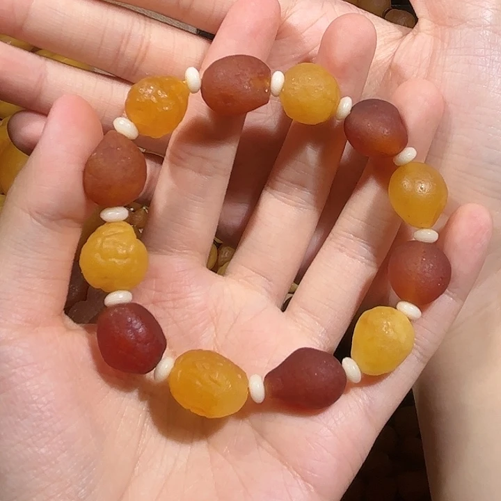 我***雪琥珀未镶嵌手链蜜蜡海漂手串