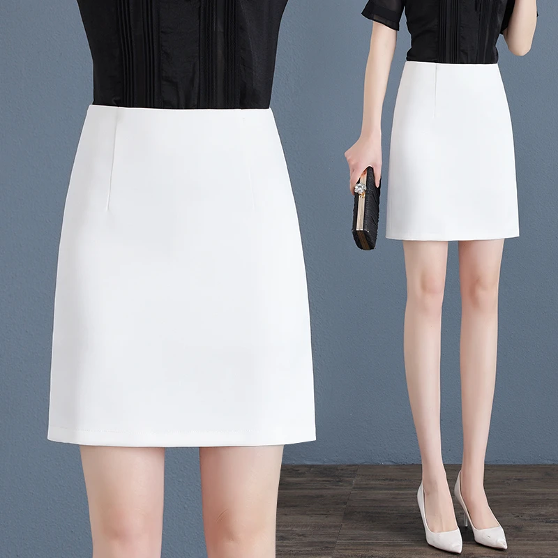 高腰A字半身裙女短款一步裙小个子白色包臀裙显瘦西装裙短裙子夏
