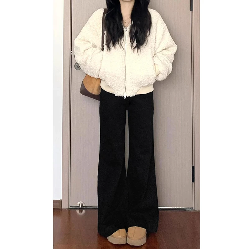 韩嘟集舒适时尚出街衣服大码牛仔裤女裤子微胖mm显瘦不贴腿微喇裤