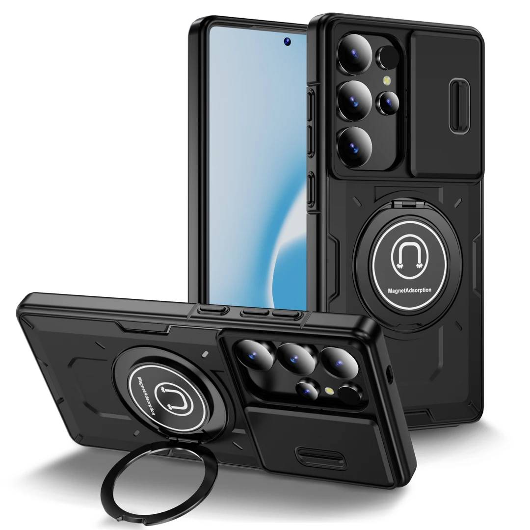 适用于【三星s25ultra】推拉窗保护镜头车载磁吸旋转支架防摔保护壳