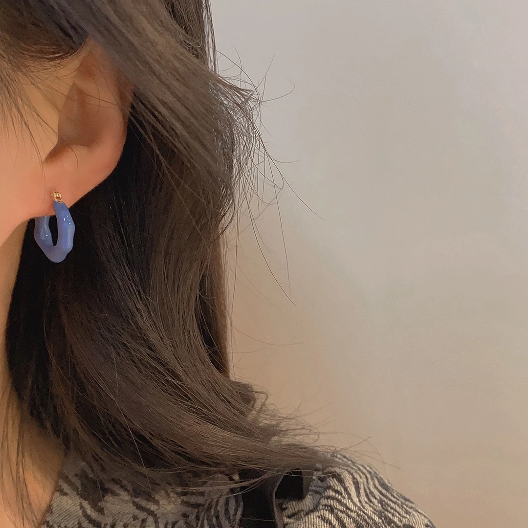 合金耳饰 珐琅滴釉春夏蚊香盘无耳洞耳夹女小众简约彩色时尚气质