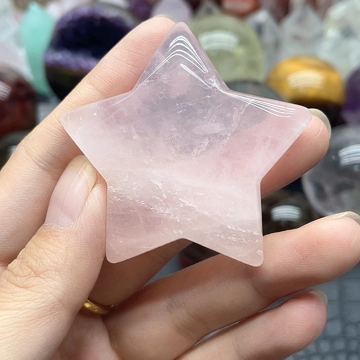 珠宝半成品未镶嵌水晶7粉晶五角星