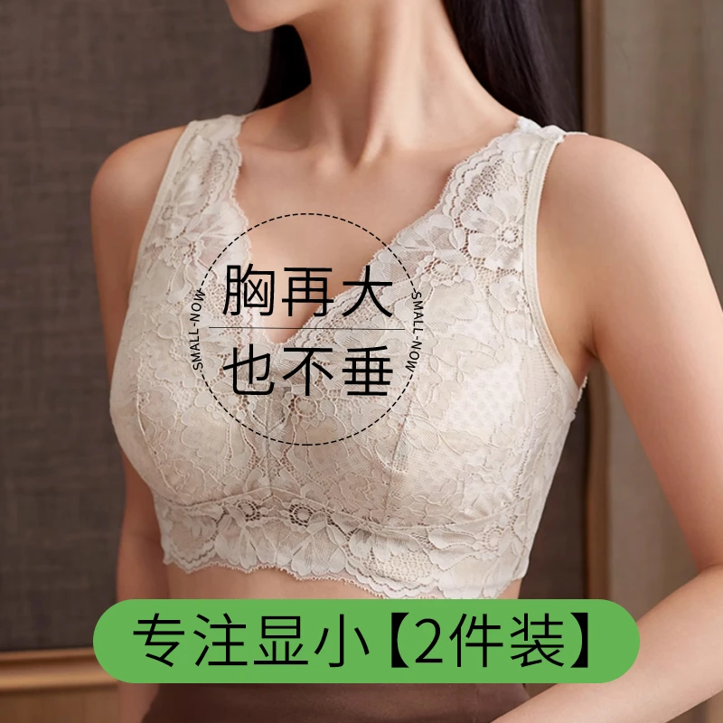 大胸显小内衣女夏季薄款美背全罩杯聚拢收副乳防下垂调整型文胸罩