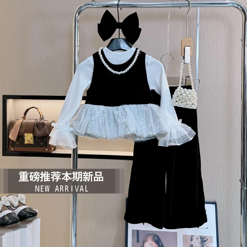 女童秋装套装2025新款女宝宝洋气童装春秋儿童秋款小女孩三件套