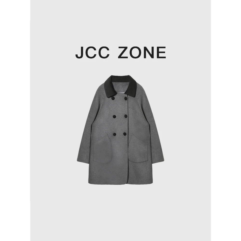 金川川 心动周末 冬季韩系高级设计感中长款羊毛外套加厚毛呢大衣