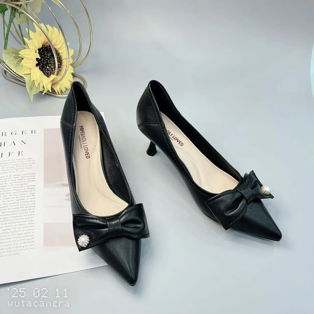 A1601 新款法式高跟鞋细跟尖头百搭单鞋