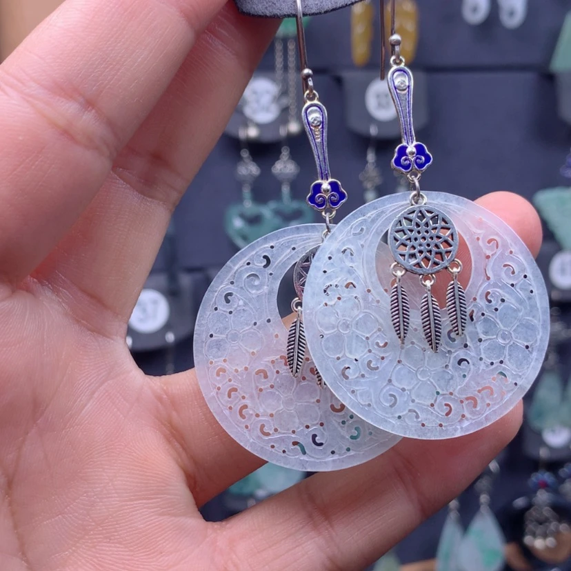 【闪购商品】翡翠银S925镶嵌耳饰咕****爱