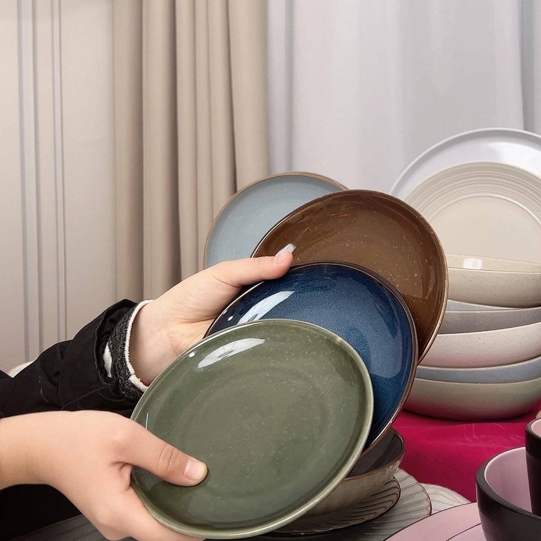 稻谷壳6.4寸异形异边小盘子10个颜色随机