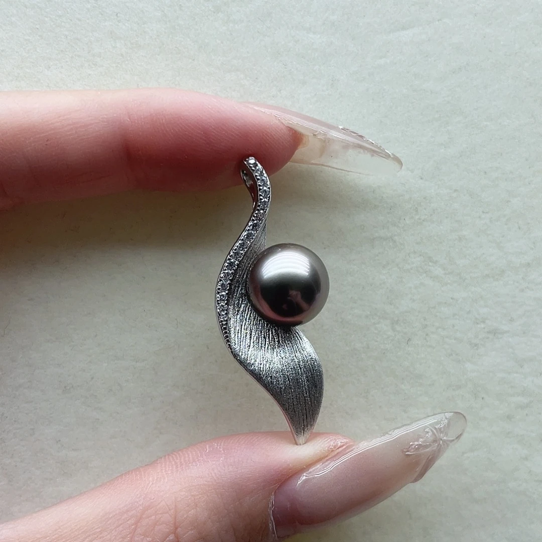 银S925镶嵌海水珍珠吊坠8