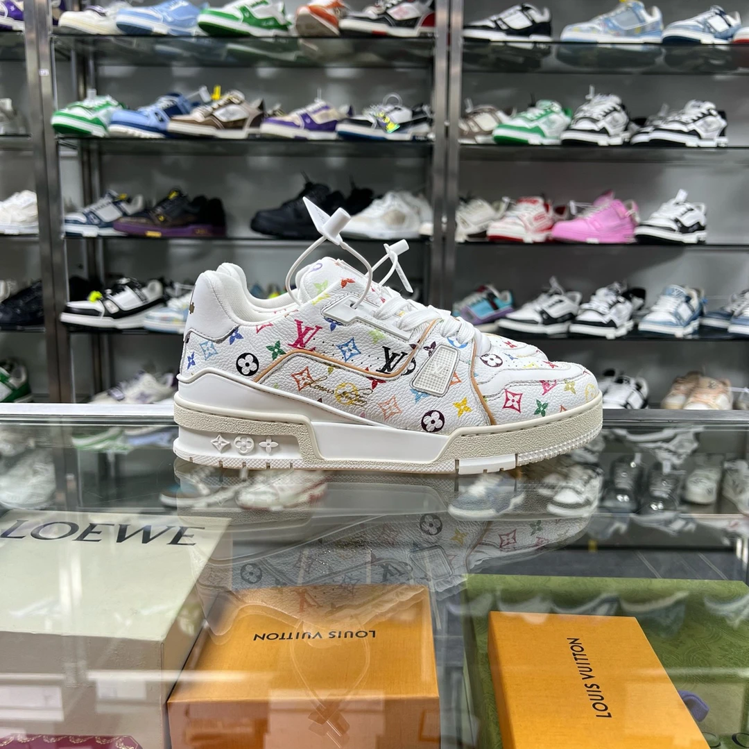 95新 LouisVuitton/路易威登 TRAINER 白三彩村上隆 37码 YH19177