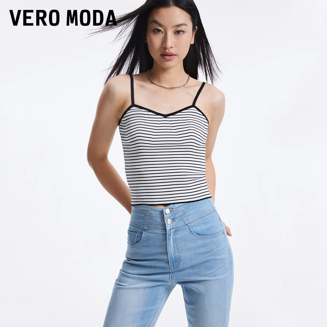 Vero Moda背心2025夏日穿搭休闲舒适条纹可调节肩带上衣325245001