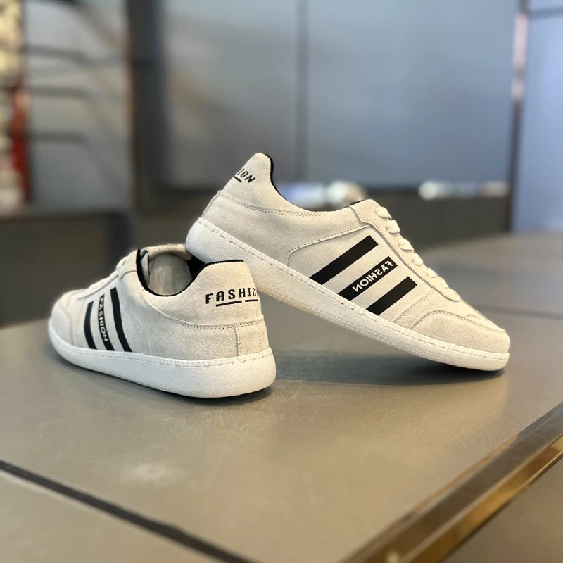 潮男鞋秋季爆款小白鞋板鞋轻便软底小众条纹德训鞋轻奢百搭休闲鞋