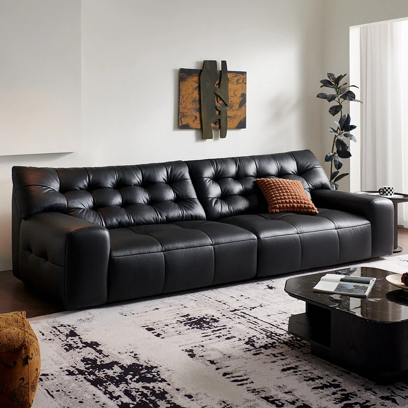 QY全友家居意式轻奢大黑熊舒适牛皮沙发