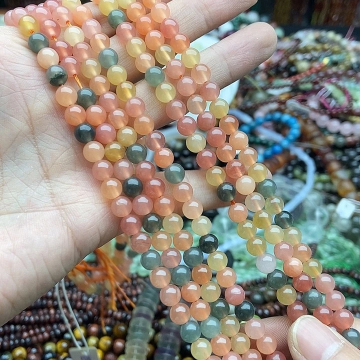 玛瑙/玉髓未镶嵌珠宝半成品一条天然6mm玉髓优化福禄寿A67